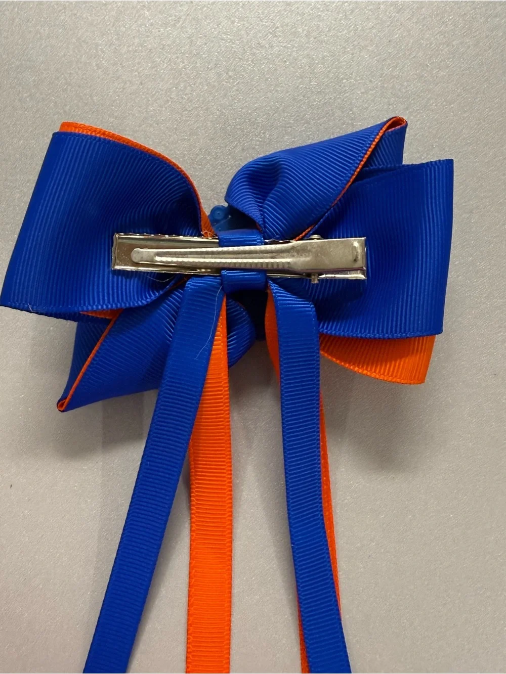 Gators Kids Ribbon Hair Bow Clip - Blue & Orange - handmade